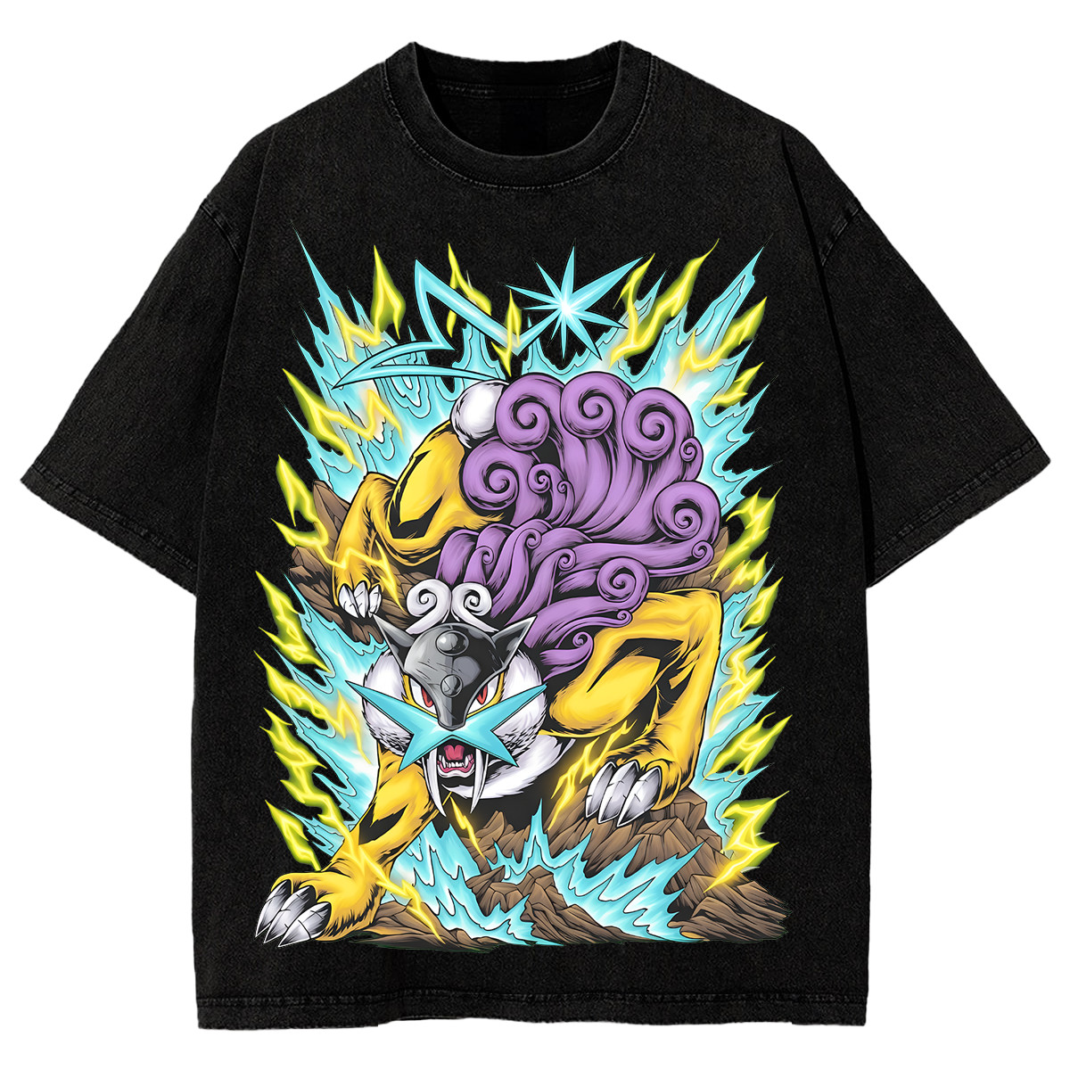 Distressed Anime Tee Raikou Poke Anime T-Shirt