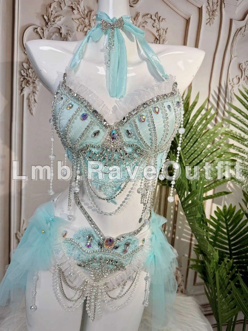 Lolita Girl Japanese MermaidStyle Swimsuit Blue FairyCostume Sea Dreamy Swimwear