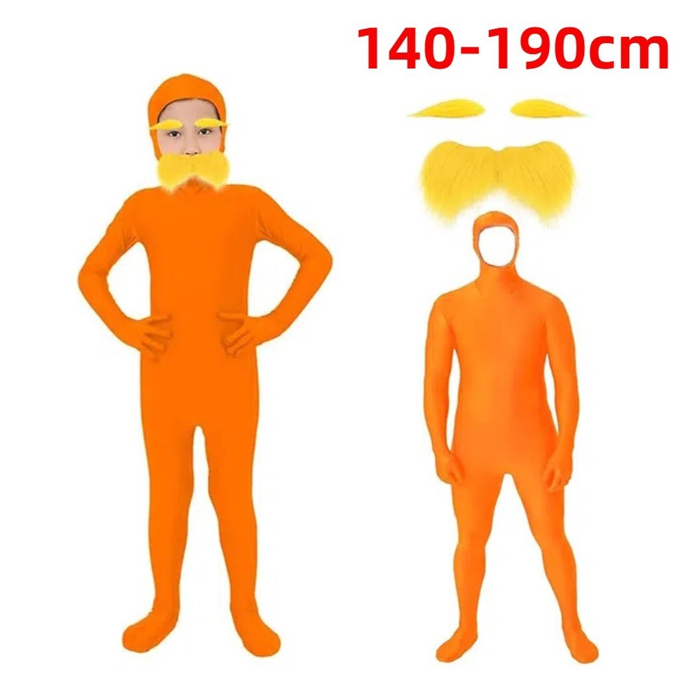 Adults Dr Seuss The Lorax Costume Morph Bodysuit Moustache Book Week Christmas