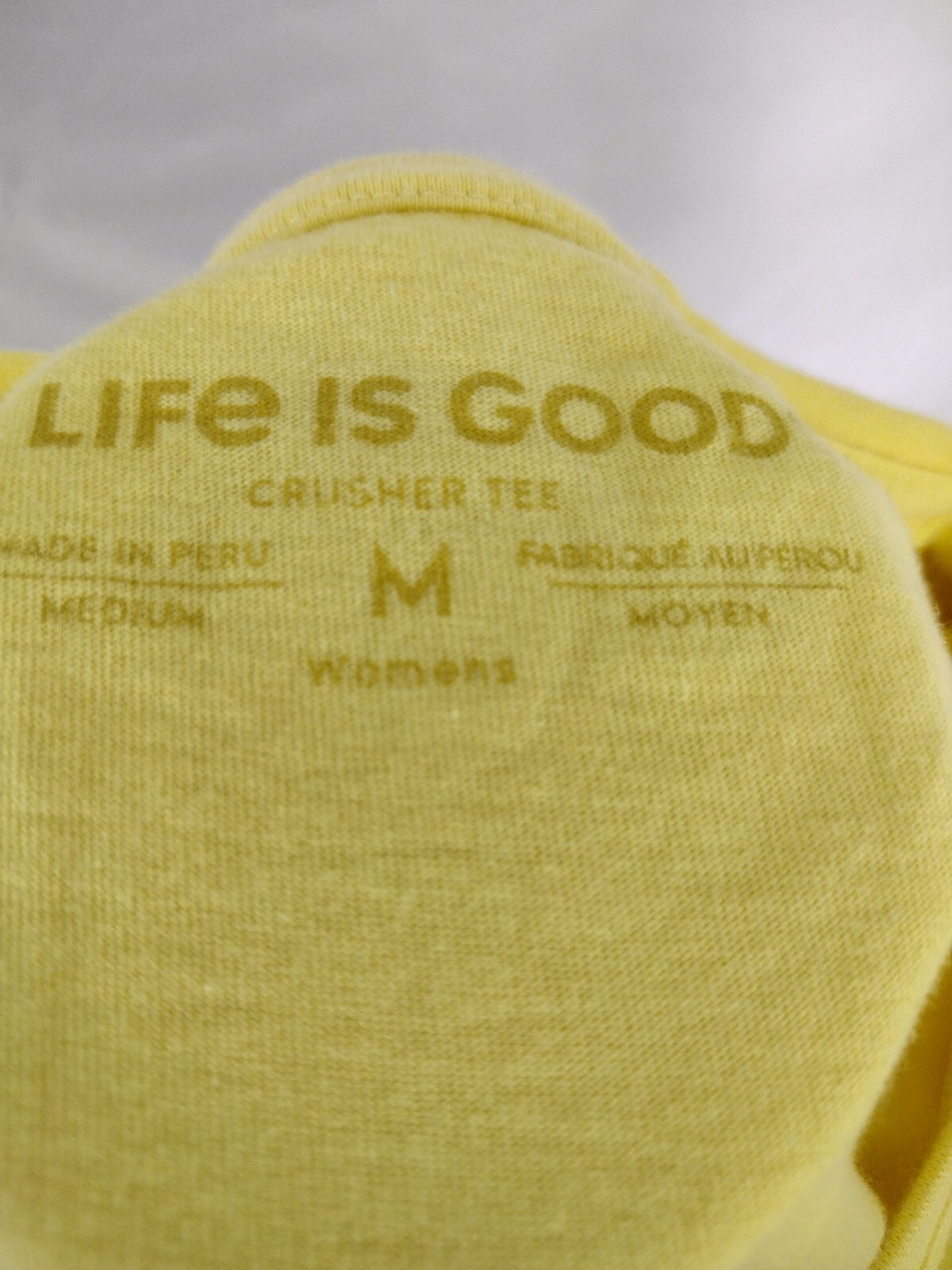 LIFE IS GOOD Womens T Shirt Yellow Chiffon SS Cotton Crusher Compass Graphic Med
