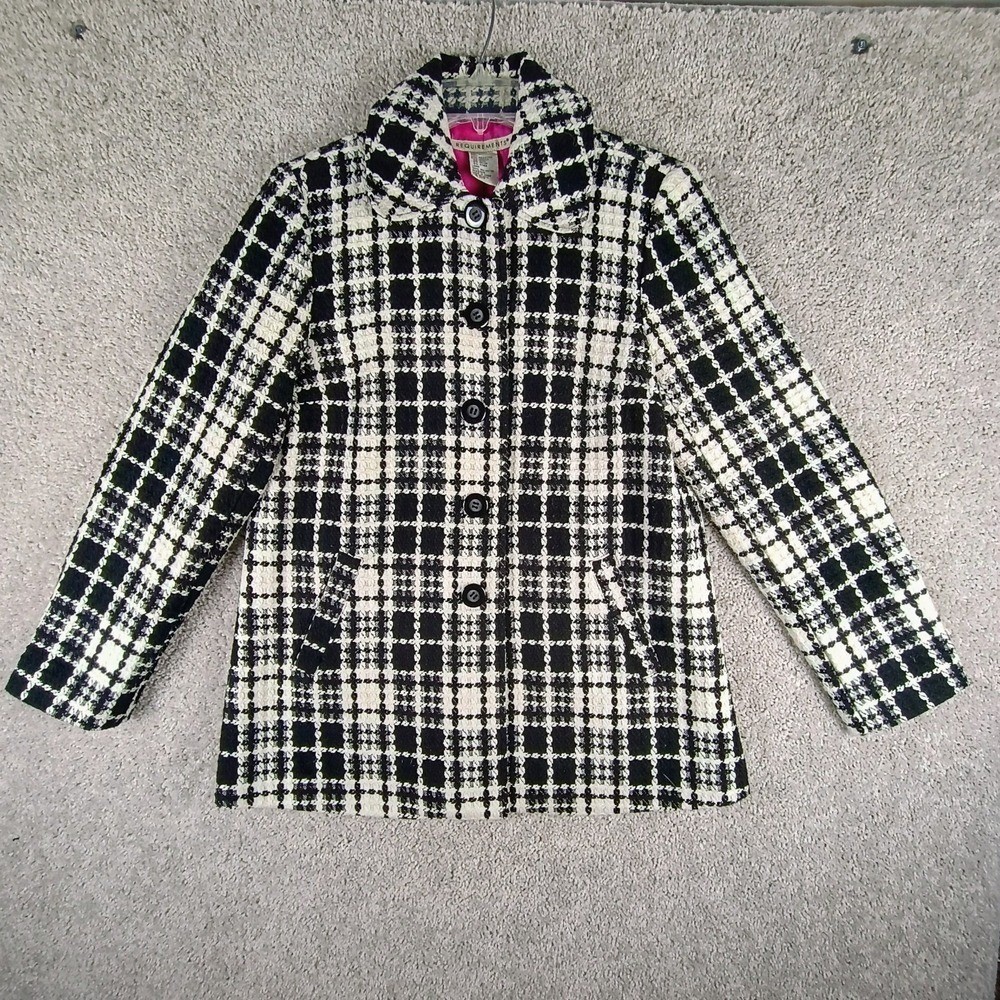 Requirements Plaid Tweed Coat Jacket Womens 8 Preppy Y2K Old Money Preppy