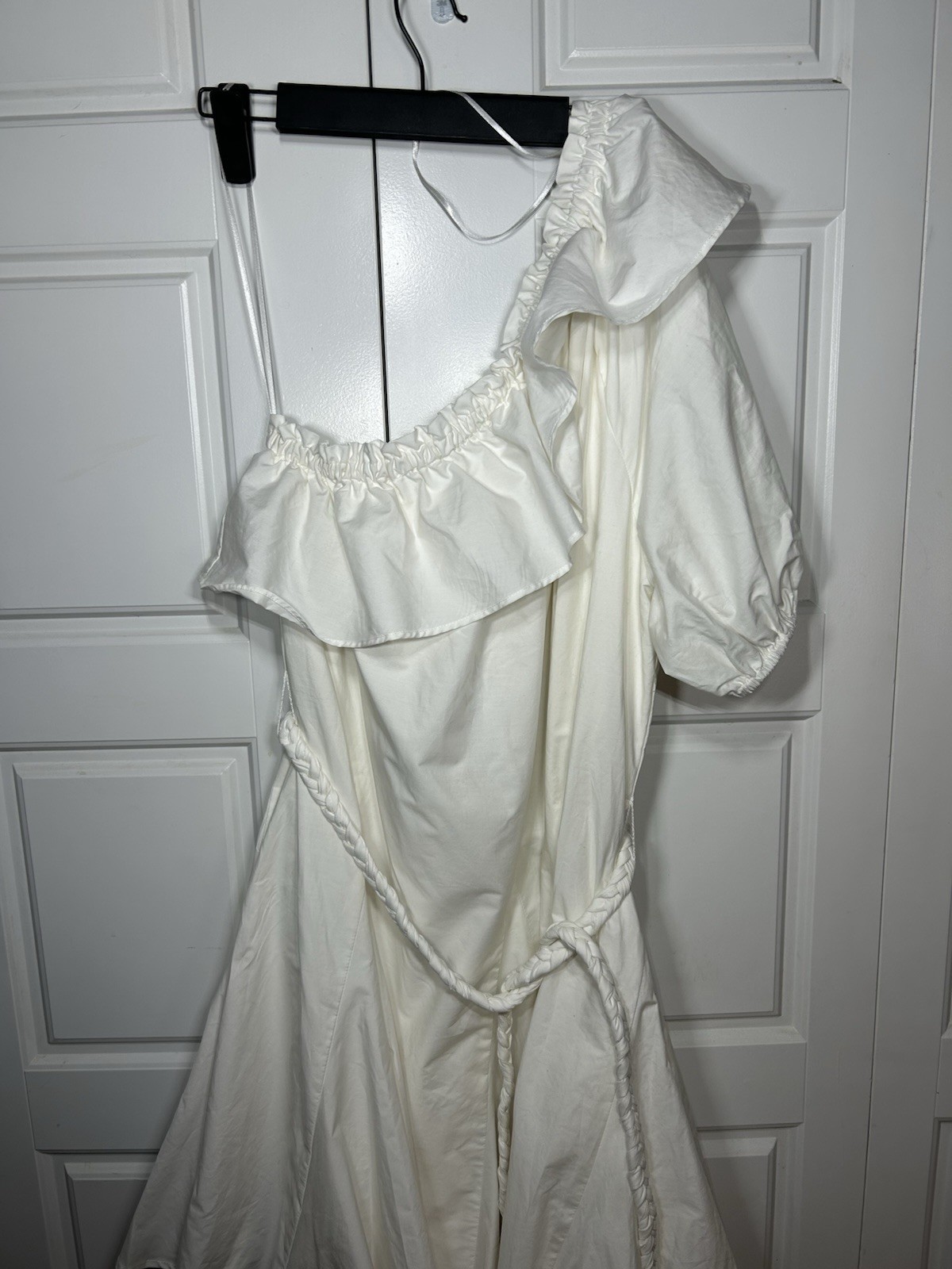 RHODE Target White One Shoulder Dress Mini M NWT Cottagecore Bridal Puff Sleeve