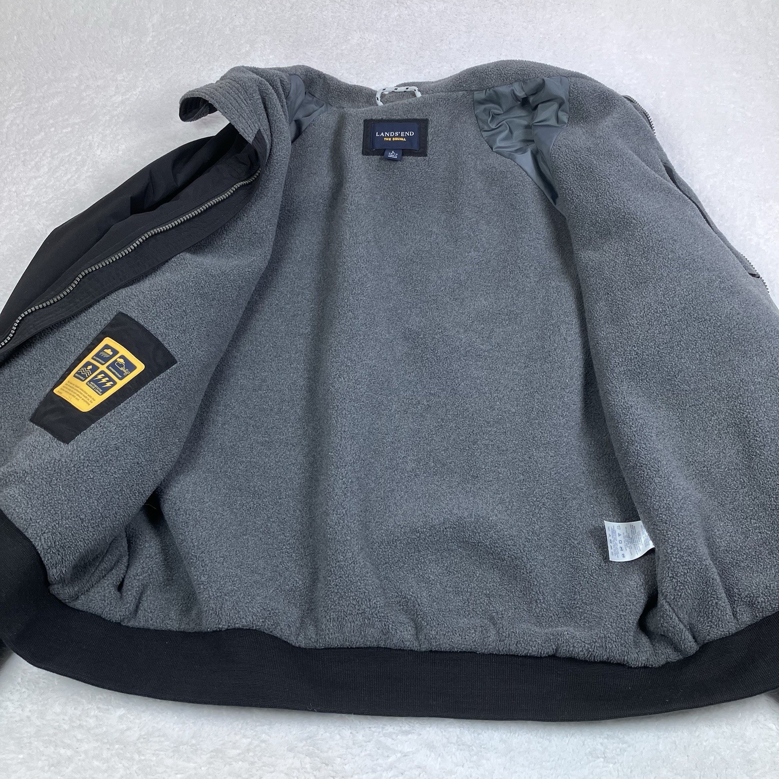 Lands End Classic Squall Jacket Black Full Zip Lined Insulated Mens Size Large