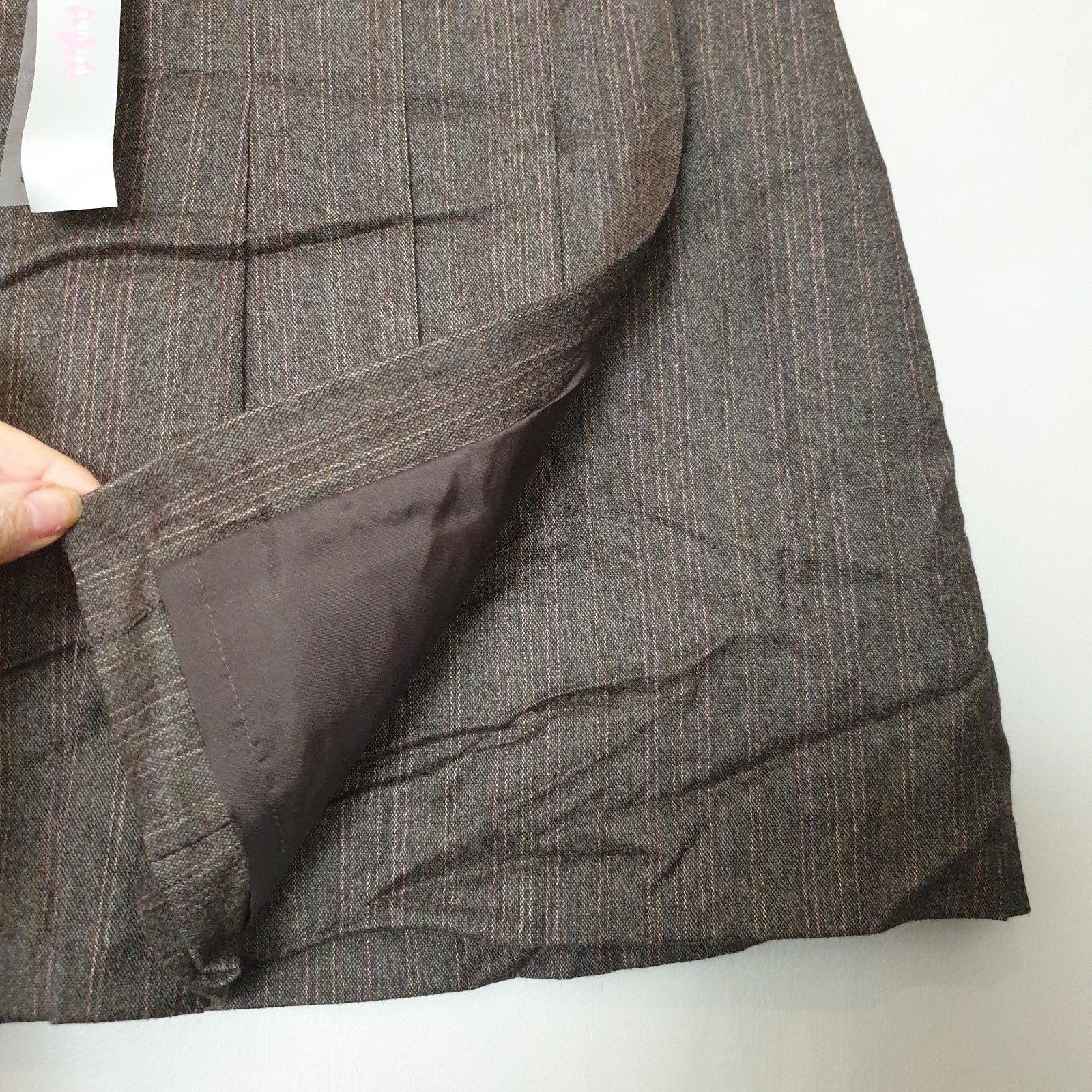 PER UNA Skirt Ladies 16 Wrap Kilt Wool Mini Short Grey Stone Buckle Lined BNWT