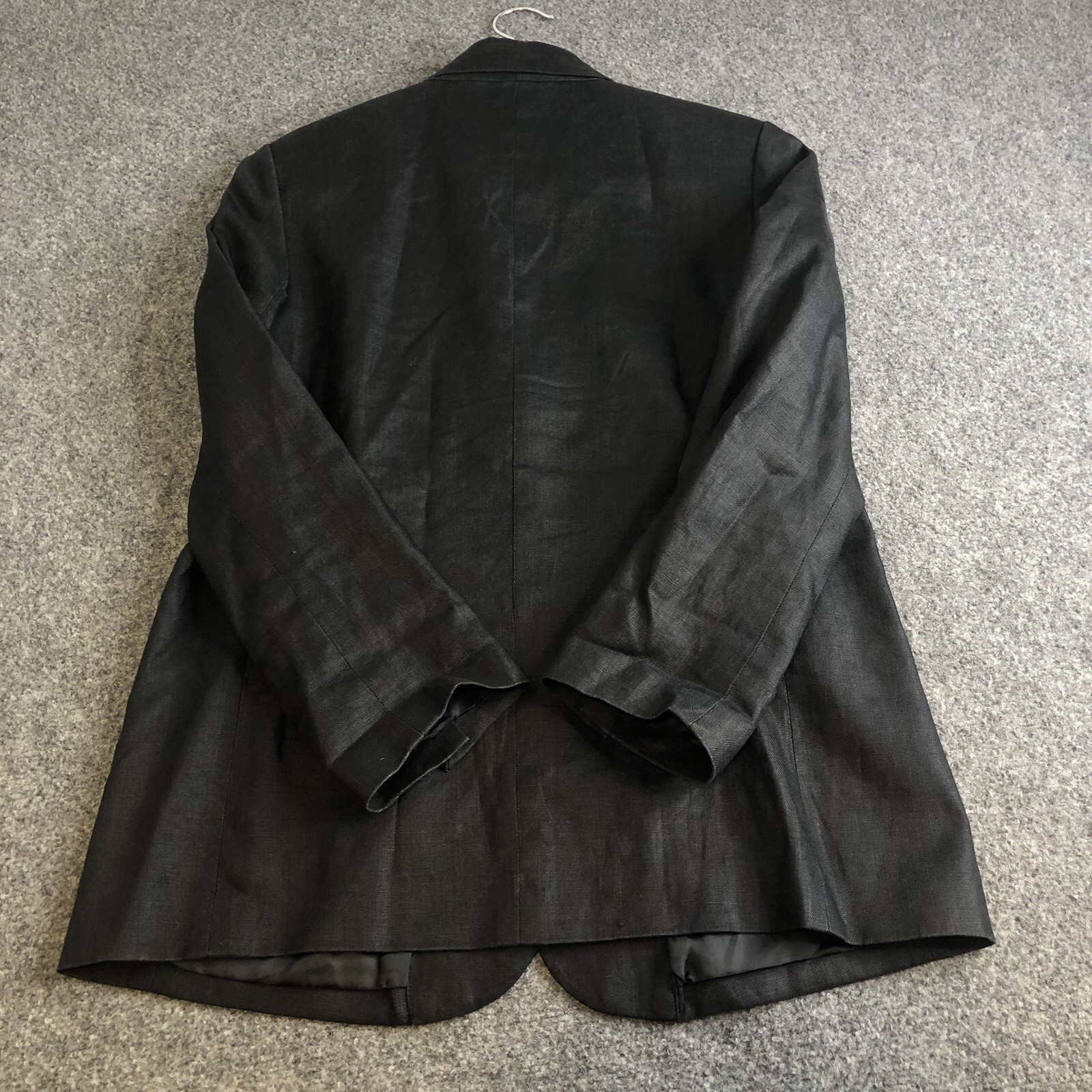 Eddie Bauer Womens Small Petite Black Jacket Blazer 100% Linen Preppy Minimalist