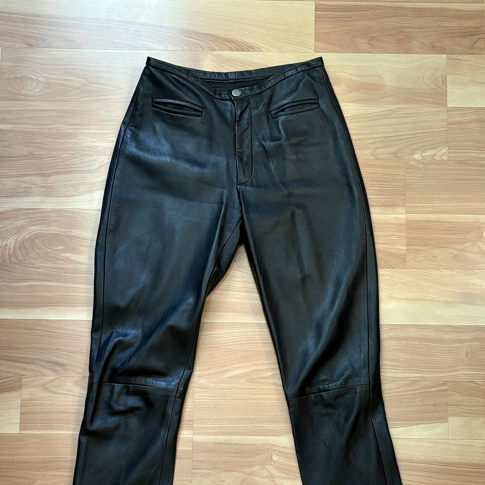 Vintage Arrow USA Black Western Cowboy Carter 100% Leather Pants Size 4 Small