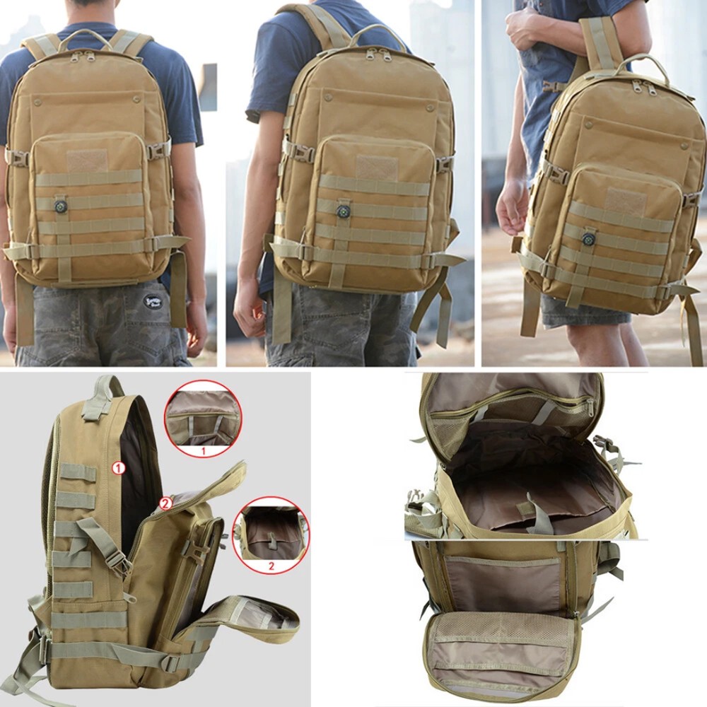 Tactical Backpack Assault Pack 41L Molle Hunting Rucksack Hiking Daypack Key Bag