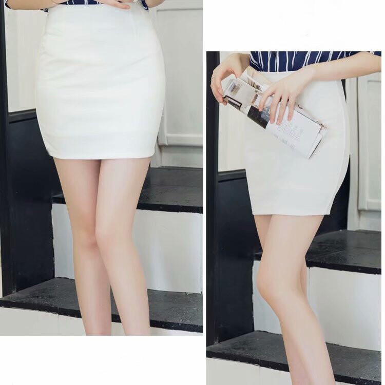 Women’s Lady Basic Mid Waist Pencil Mini Pleated Skirt Stretch Office Bodycon