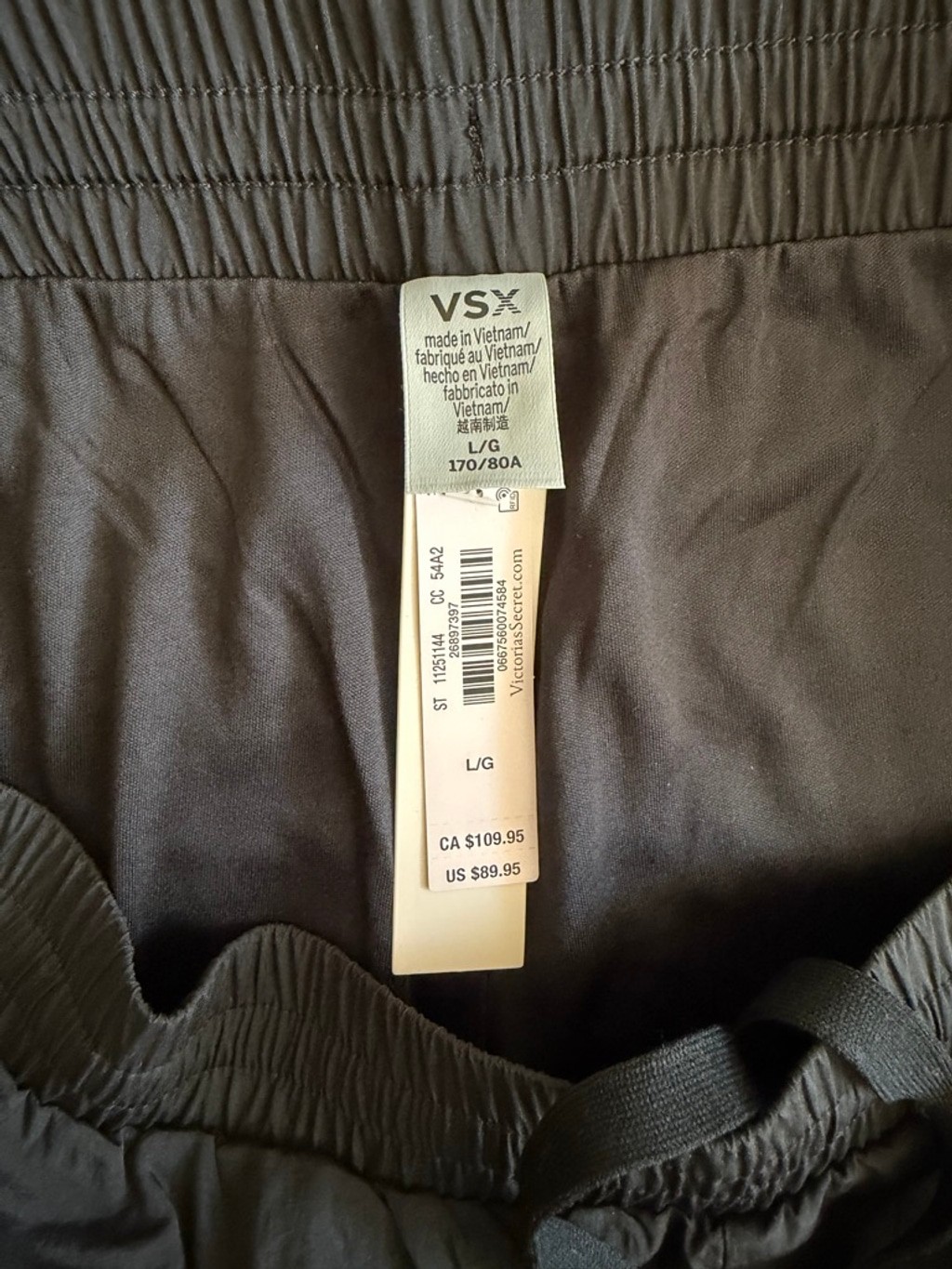 Victoria’s Secret VSX Power Lightweight Womens Black Parachute wind pants large