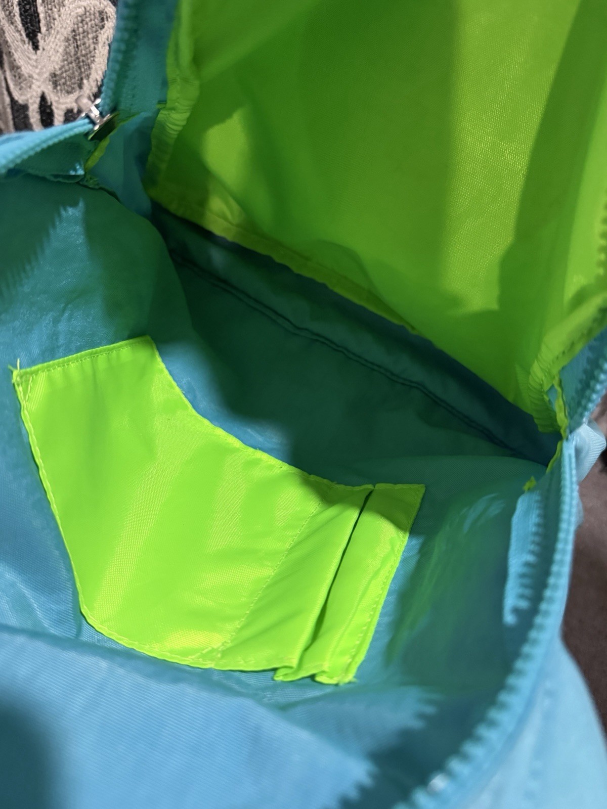 Kipling Backpack Seole Extra Large Teal Blue W/ Lime Green Lining Monkey Charm