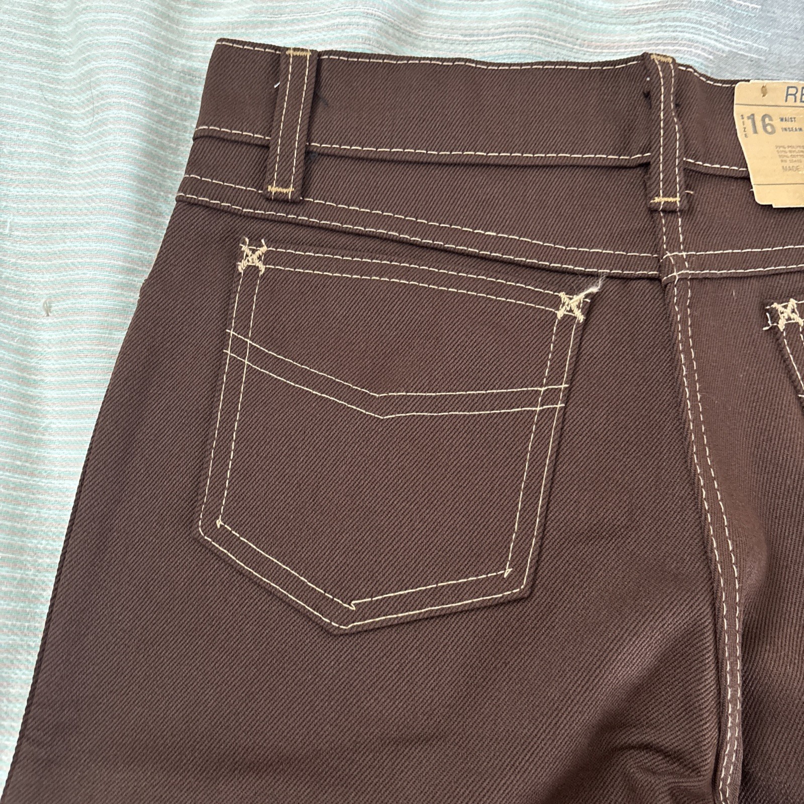 Vintage 70s Sears Toughskins Brown Boys 16 Regular Fit Jeans NWT – See Photos