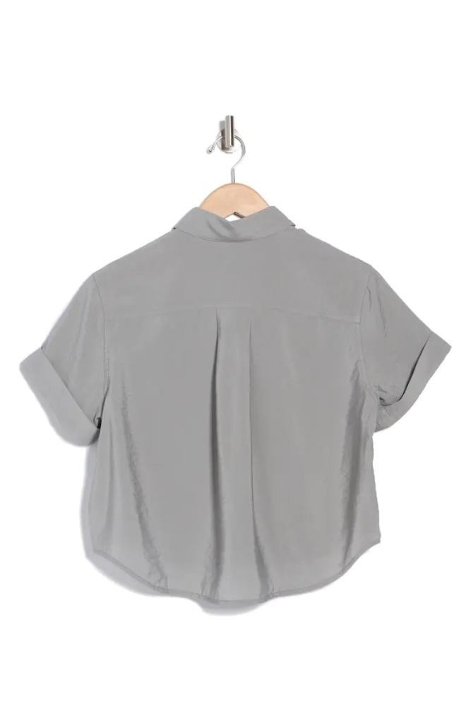 Madewell Crop Utility Button-Up Shirt in Dusk Grey Size XXL