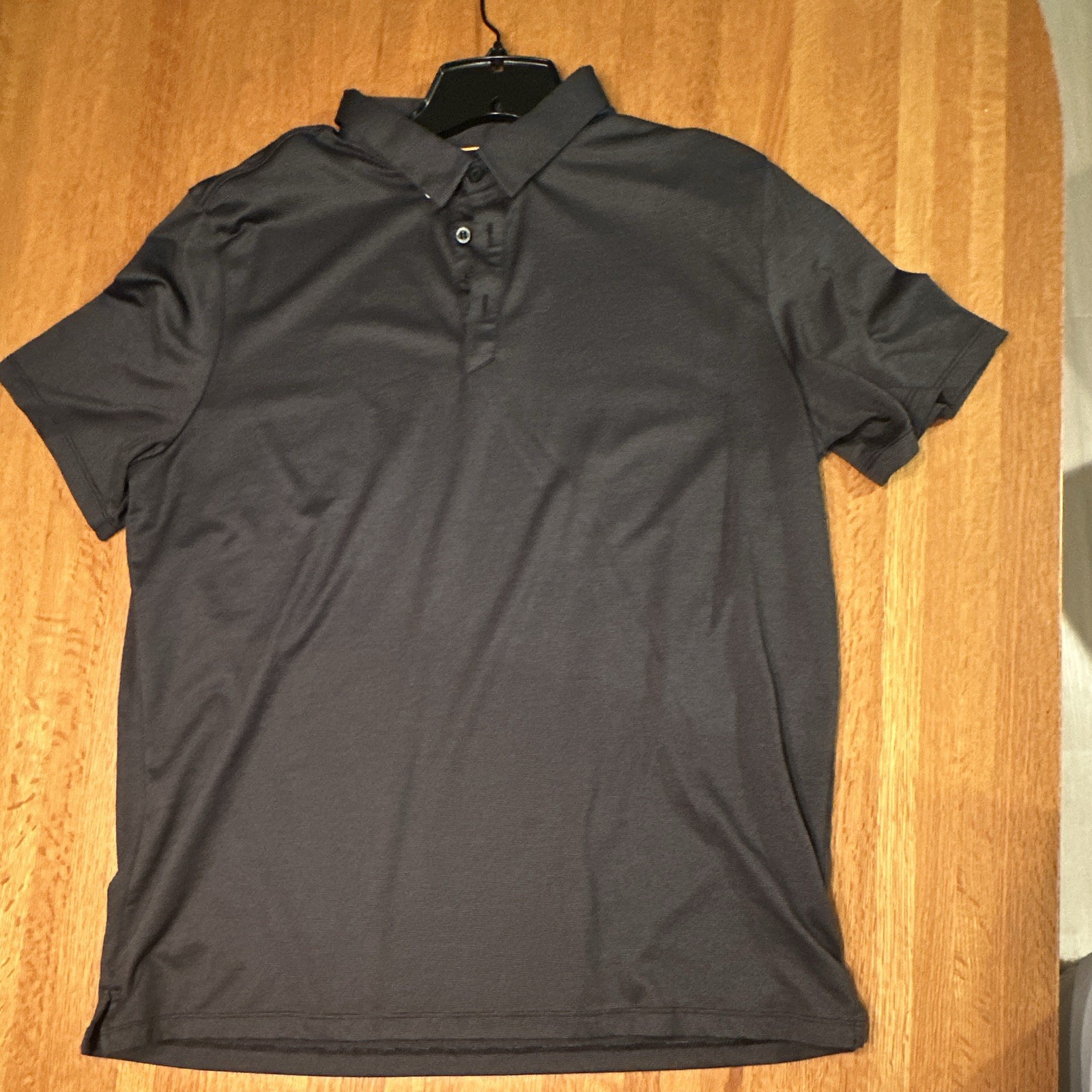 Modern Ambition Men’s Black Solid Short Sleeve Collared Polo Shirt Size L