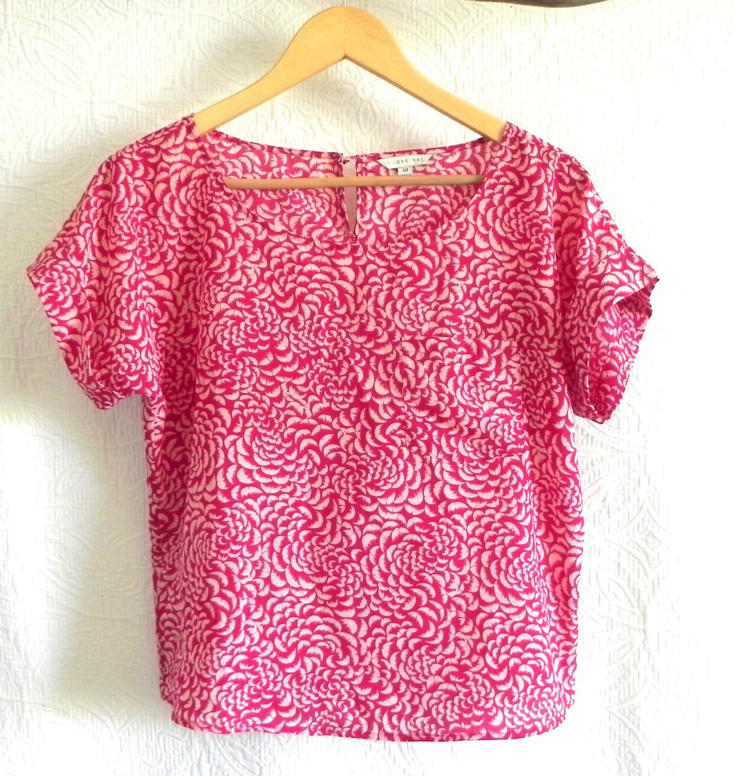 I Love H81 Top Short/Cap Sleeve Pullover Scoop Neck Loose Fit MultiColor Size PS