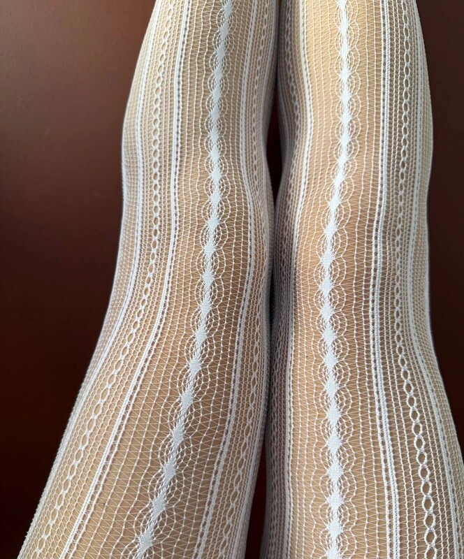 Trend White Lace Knitted Fabric Fishnet Sheer Mesh Tights Summer Spring Style A