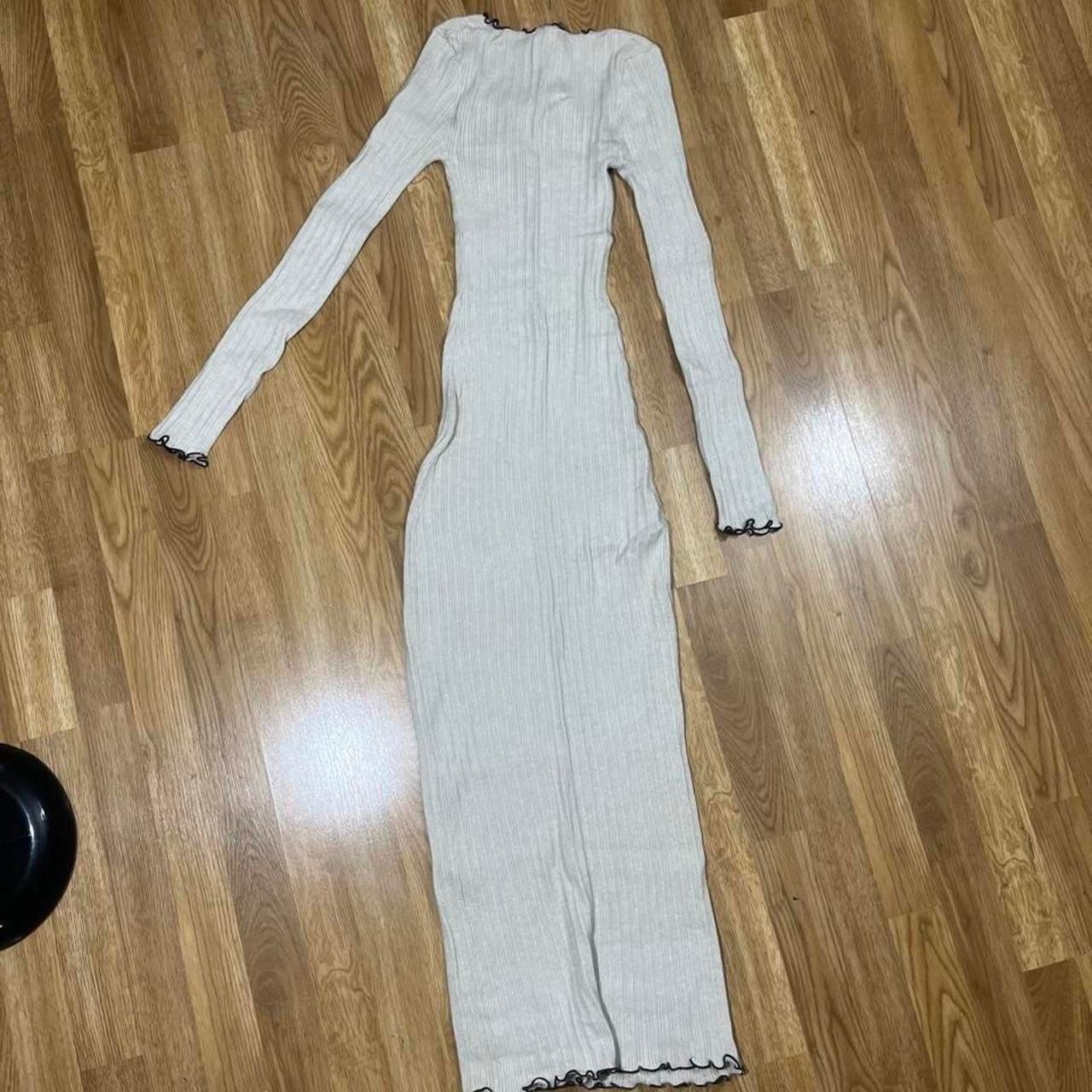 Pink Rose Cream Ribbed Knit Maxi Dress Size S