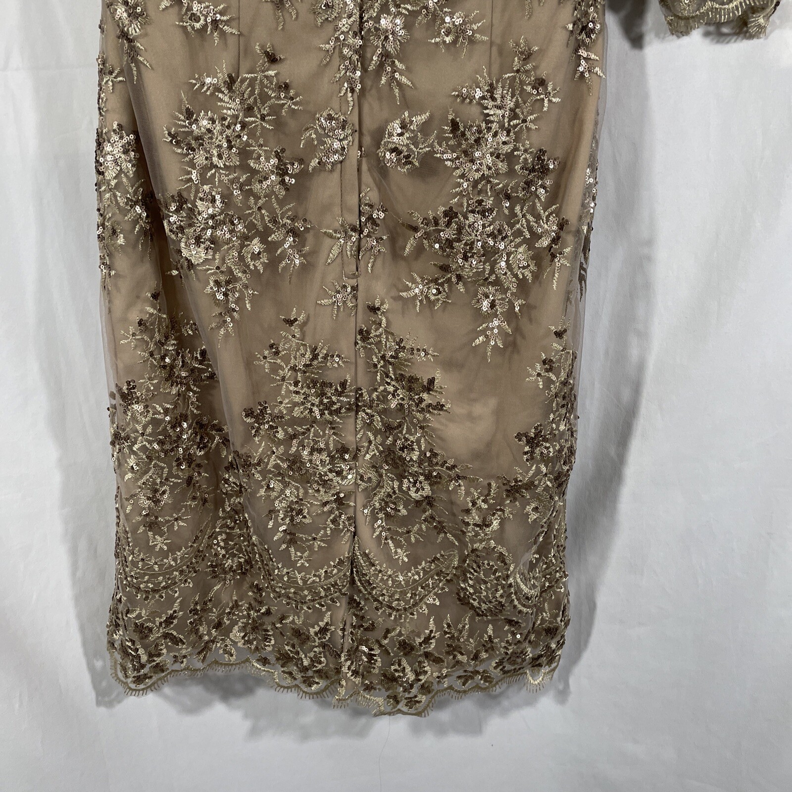 NEW $378 La Femme [ 8 ] Embroidered Sheath Cocktail Dress in Champagne #S179