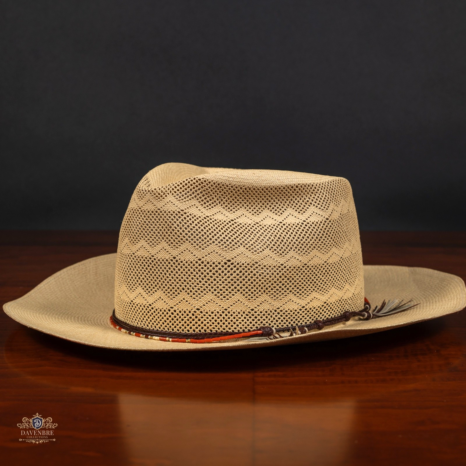Montecristi Custom Hat Works Three Point Semi-Calado Straw Panama Natural 7 3/8
