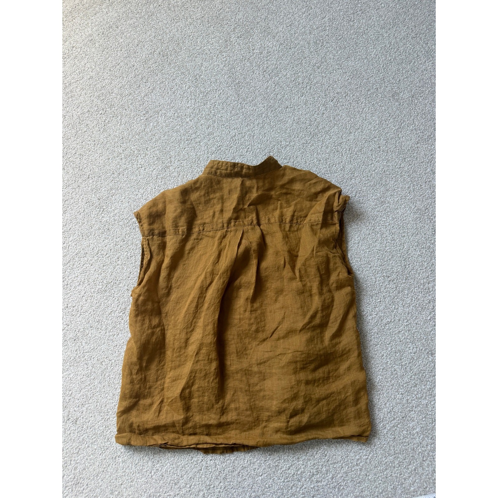 Banana Republic Minimalist Button Up Top Size XS Brown 100% Ramie Sleeveless