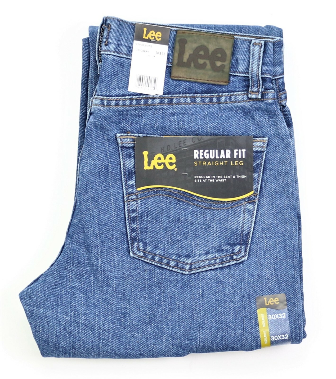 New LEE REGULAR FIT STRAIGHT LEG JEANS Men`s Sizes Stonewash Color 100% Cotton
