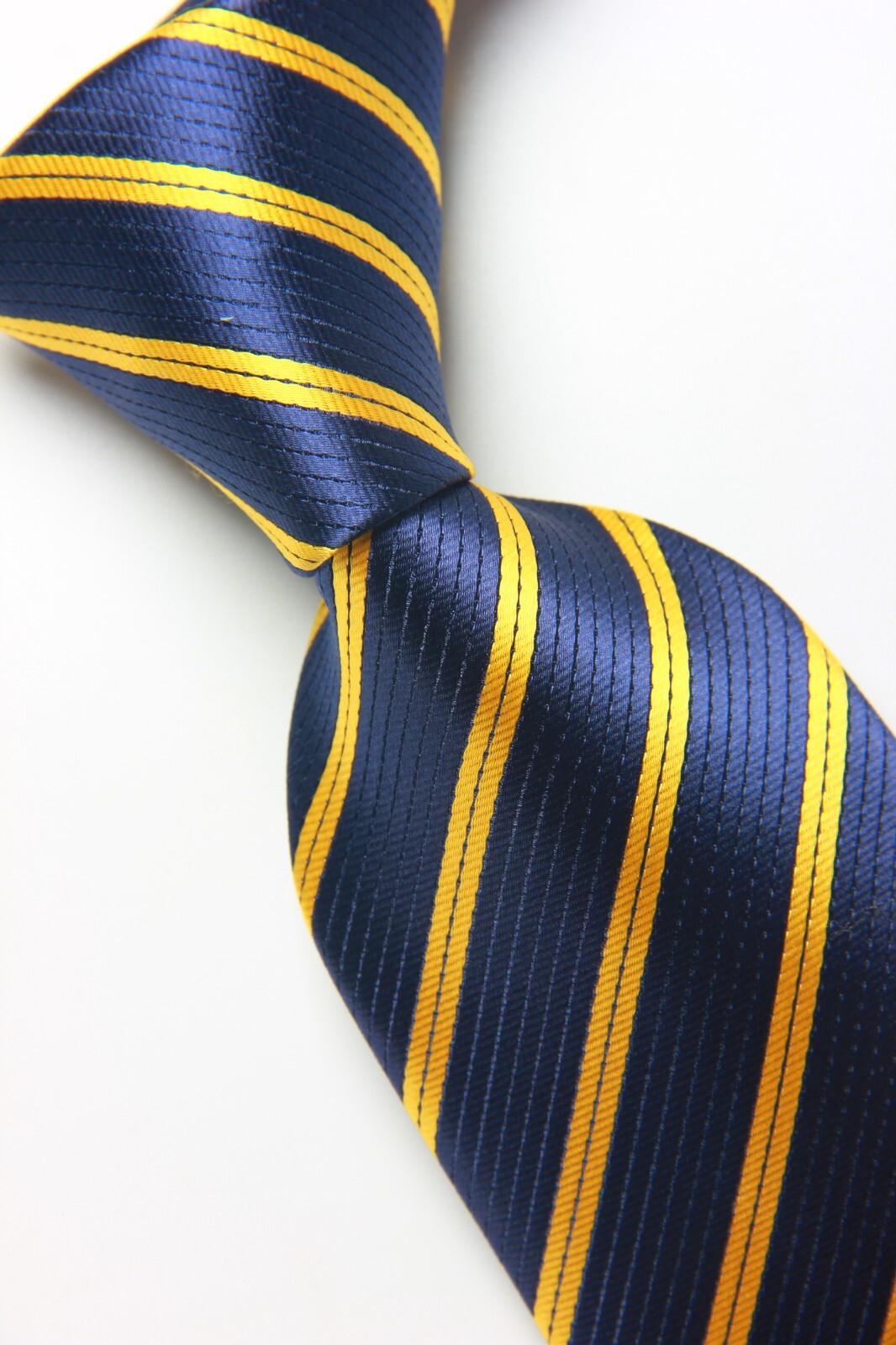 Classic Striped Yellow Blue Jacquard Silk Men’s Tie Necktie Hanky Cufflink Set