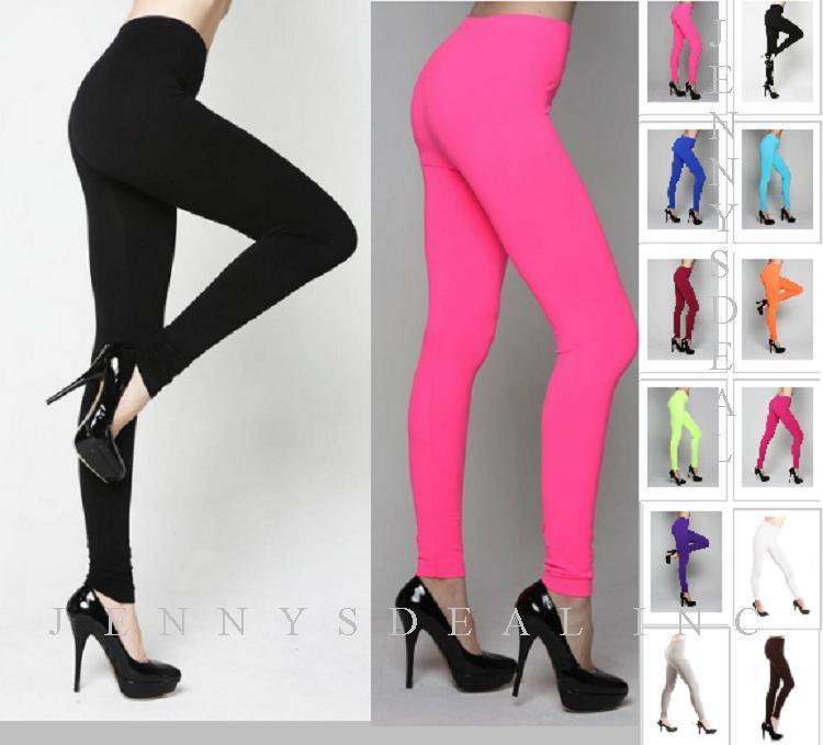 Seamless Spandex Stretch Footless Long Solid Basic Full Length 32″ Leggings