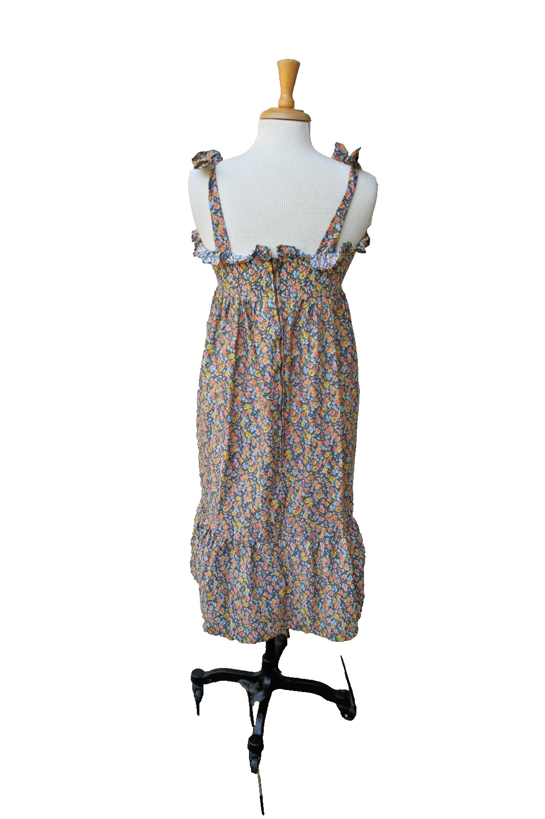 Vintage VTG 70s boho dress cottagecore floral print prairie midi sundress