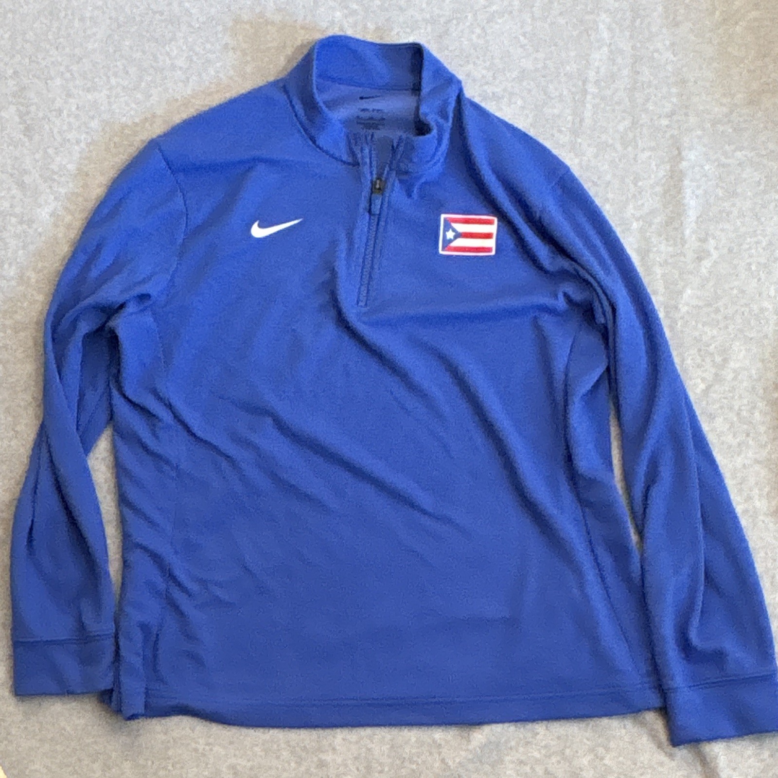 Nike Dri-FIT Men’s Puerto Rico Blue 1/4 Zip Mock Neck Long Sleeve Size XL