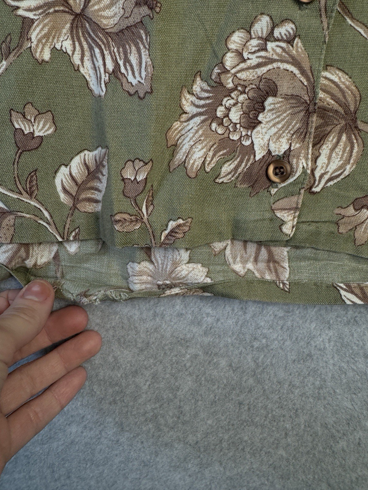 VTG Lemon Grass XL Green Floral Button Down Shirt 100% Cotton 90s Eclectic