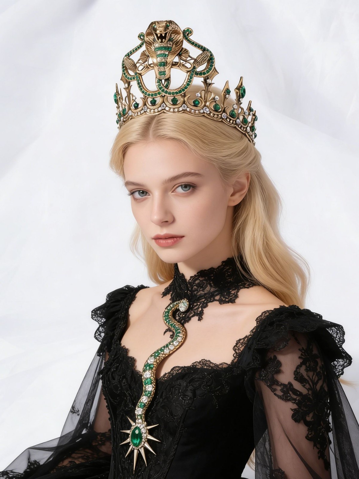 9cm Tall Unique Cobra Snake Green Crystal Tiara Crown For Women Queen Princess
