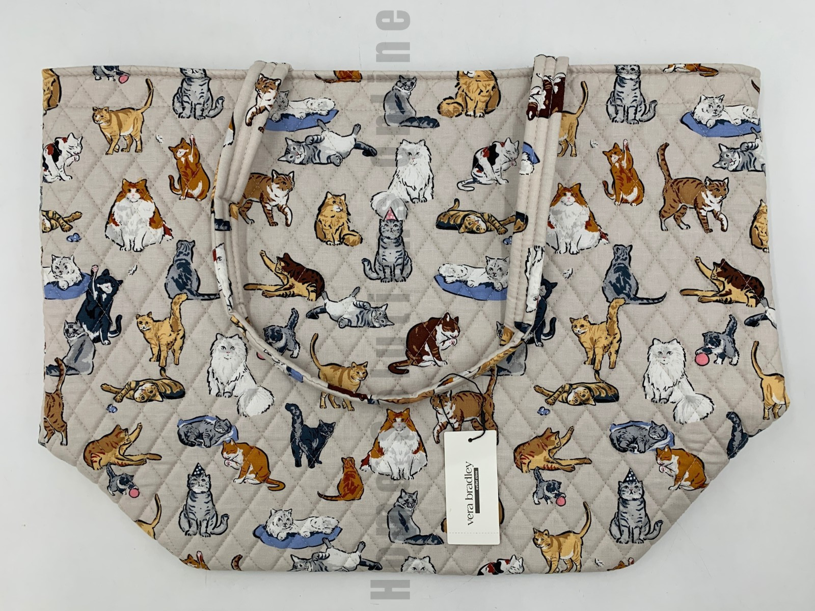 Vera Bradley Quilted A Kitty Cat’s Life Meow Grand Tote Purse Bag Beige #9918C