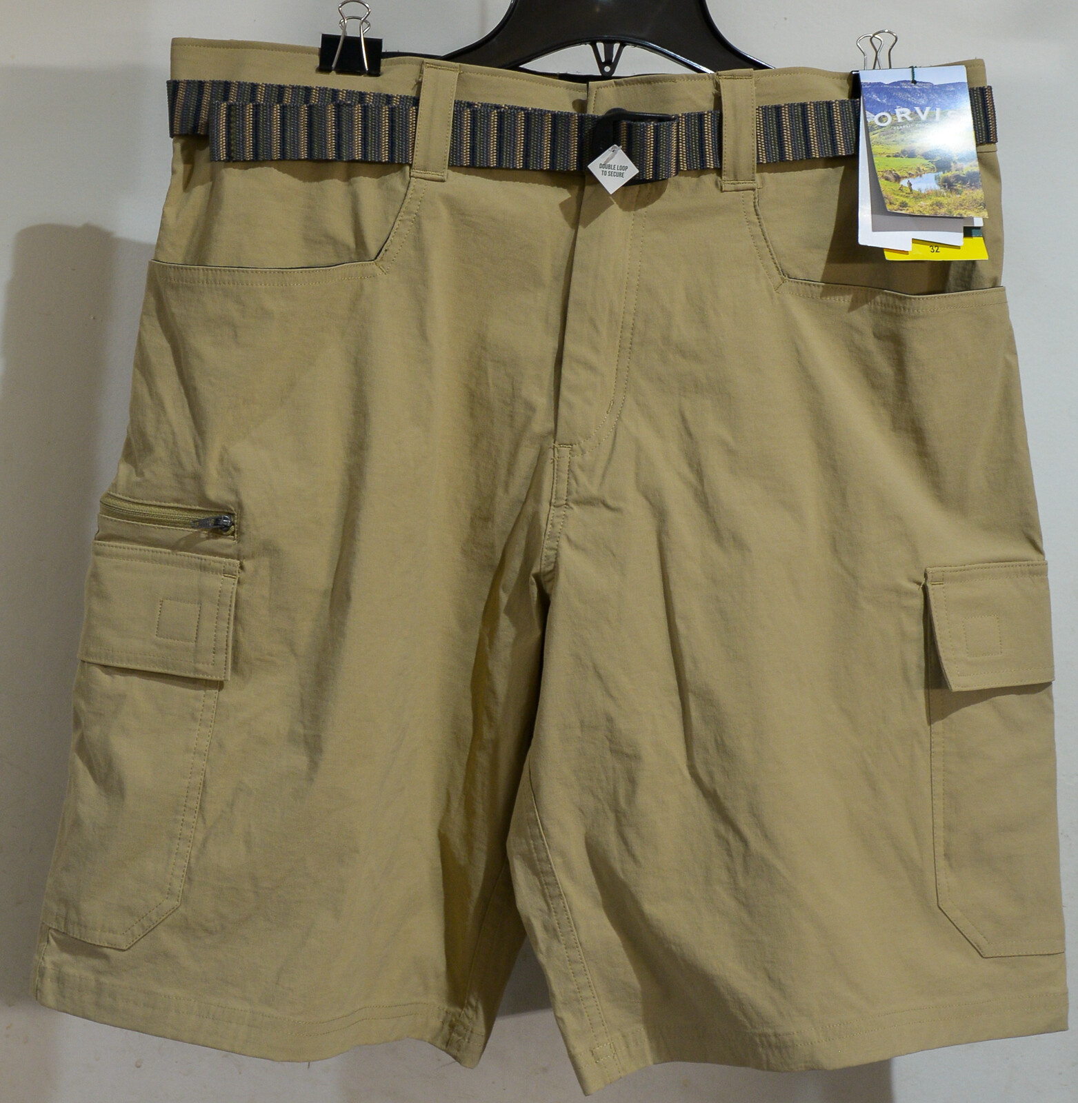 Men’s Orvis Tech Cargo Shorts TAN GRAY GREEN select size 32 34 36 38 40