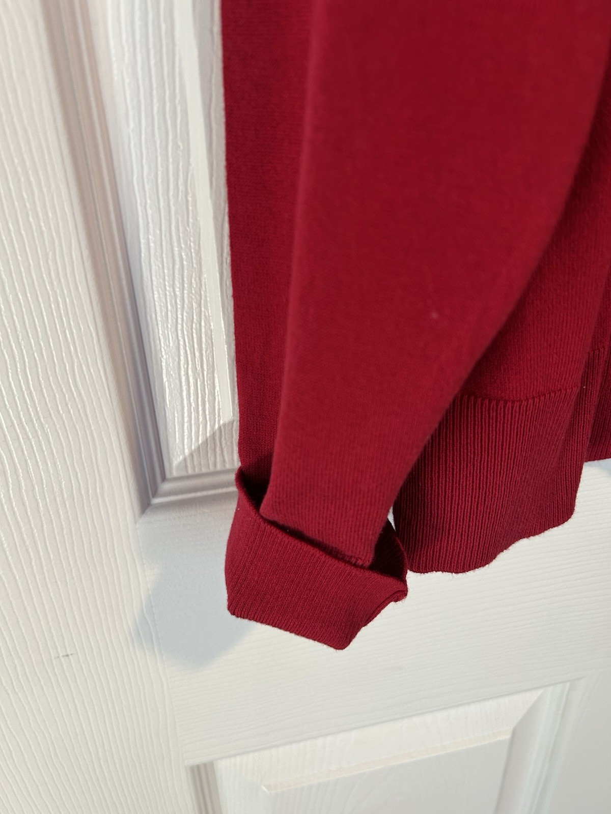 Croft & Barrow Wine Red Button Up Cardigan Sweater with Embellished Neckline