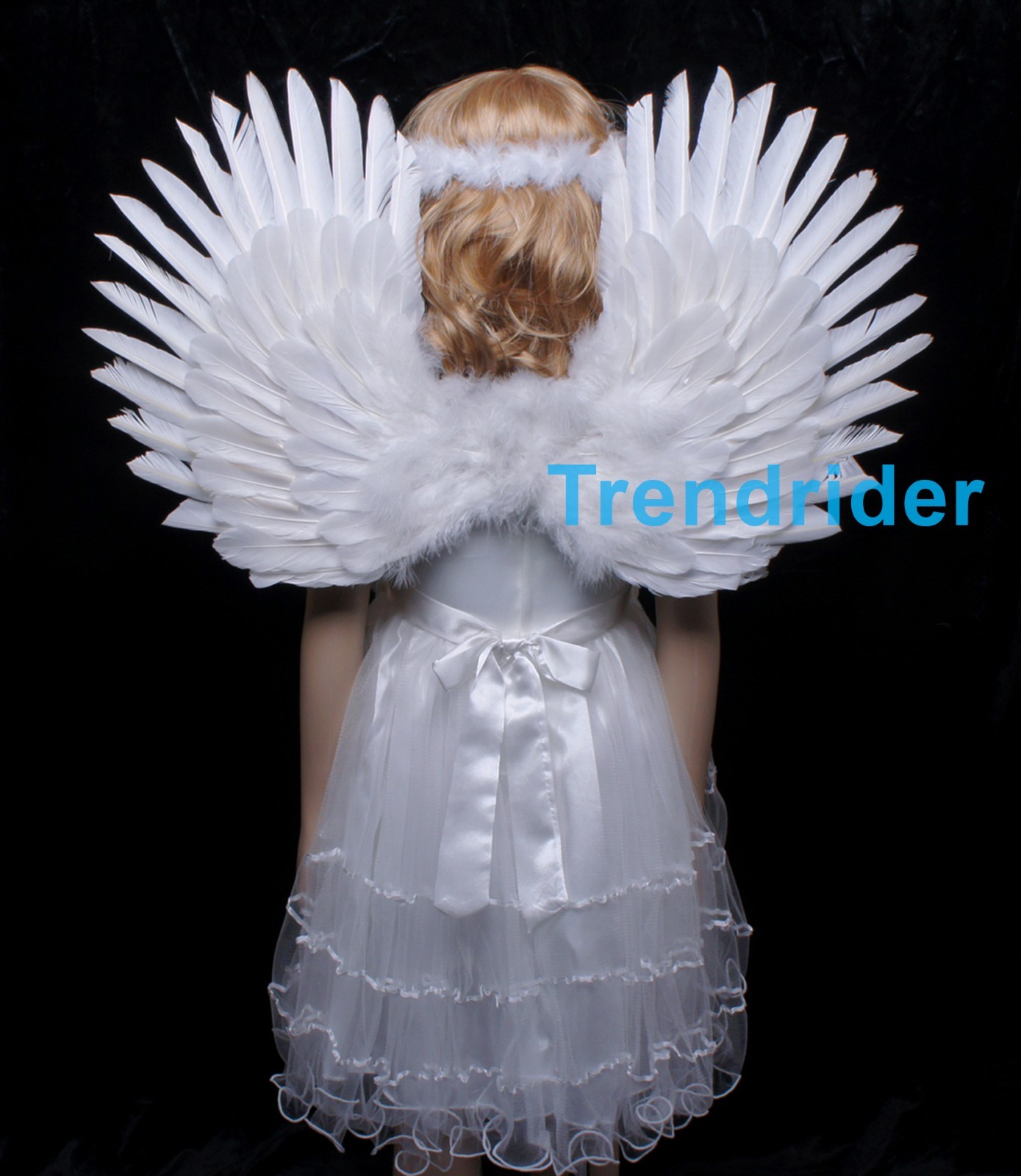 Children’s White Feather Angel Wings Halo Pointing Up or Down 4-piece Value Pack