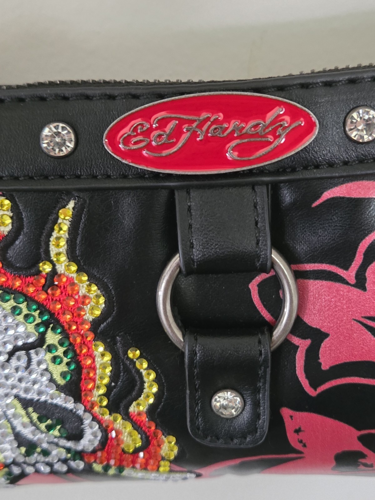 ​🔥 NWT Ed Hardy Y2K Baguette Bag – Rhinestone Skull & Flames – Smooth 🔥