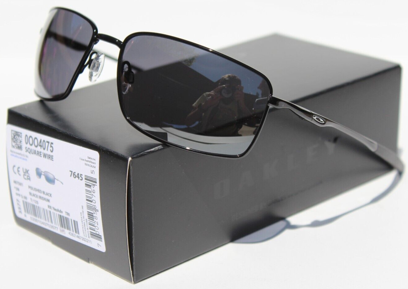 OAKLEY Square Wire Sunglasses Polished Black/Black Iridium NEW OO4075-01