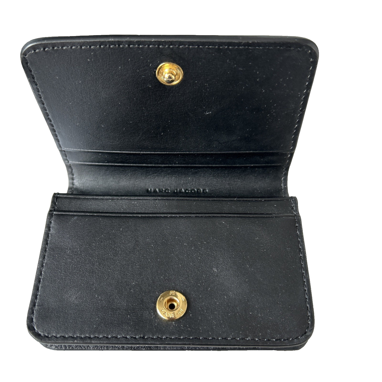 Marc Jacobs Card Case/Cardholder Black Leather Unisex 4.3″ x 3″ Snap Button