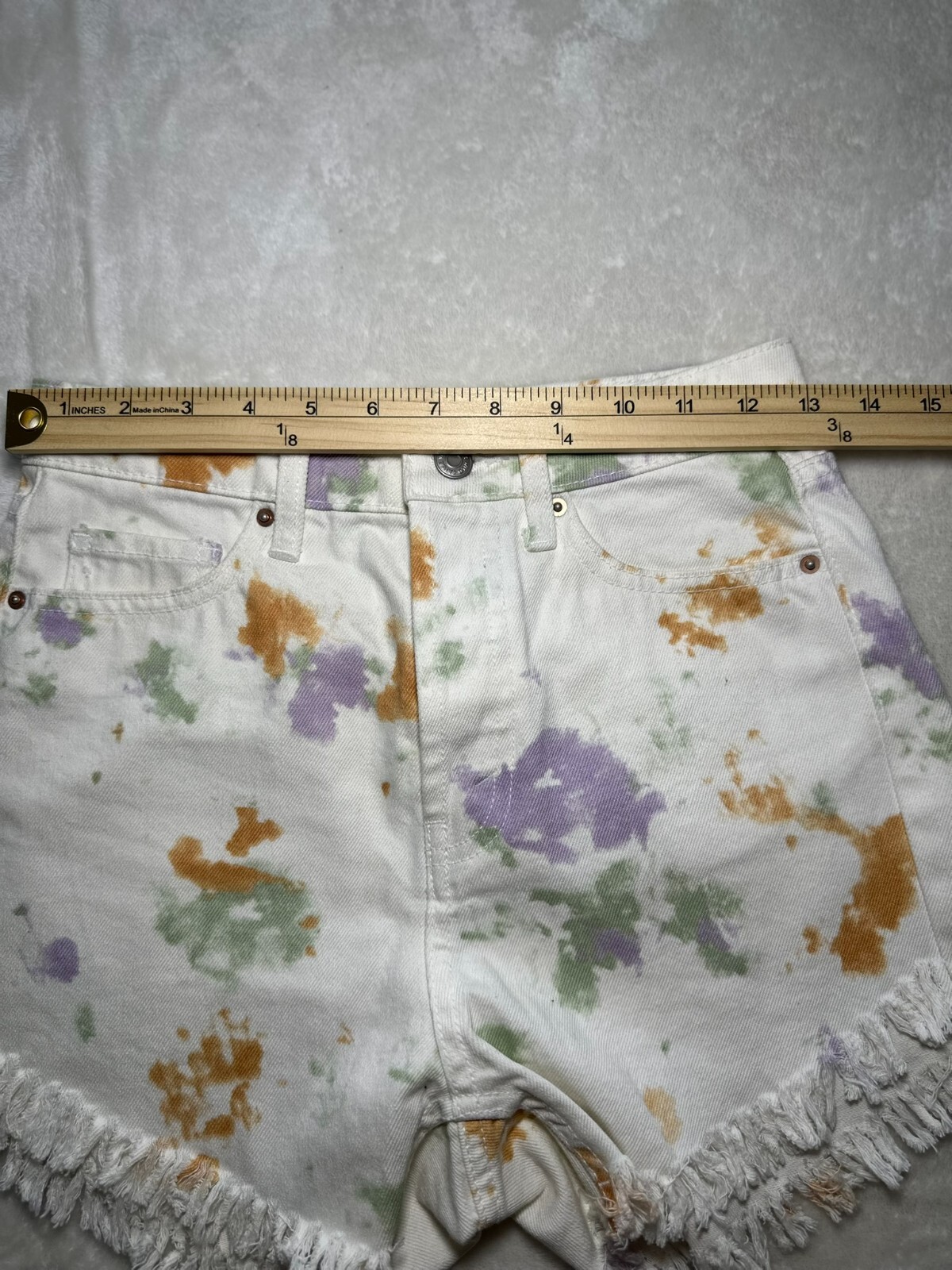 Wild Fable Shorts-00 Womens White MultiColor Splatter Highest Rise Jean