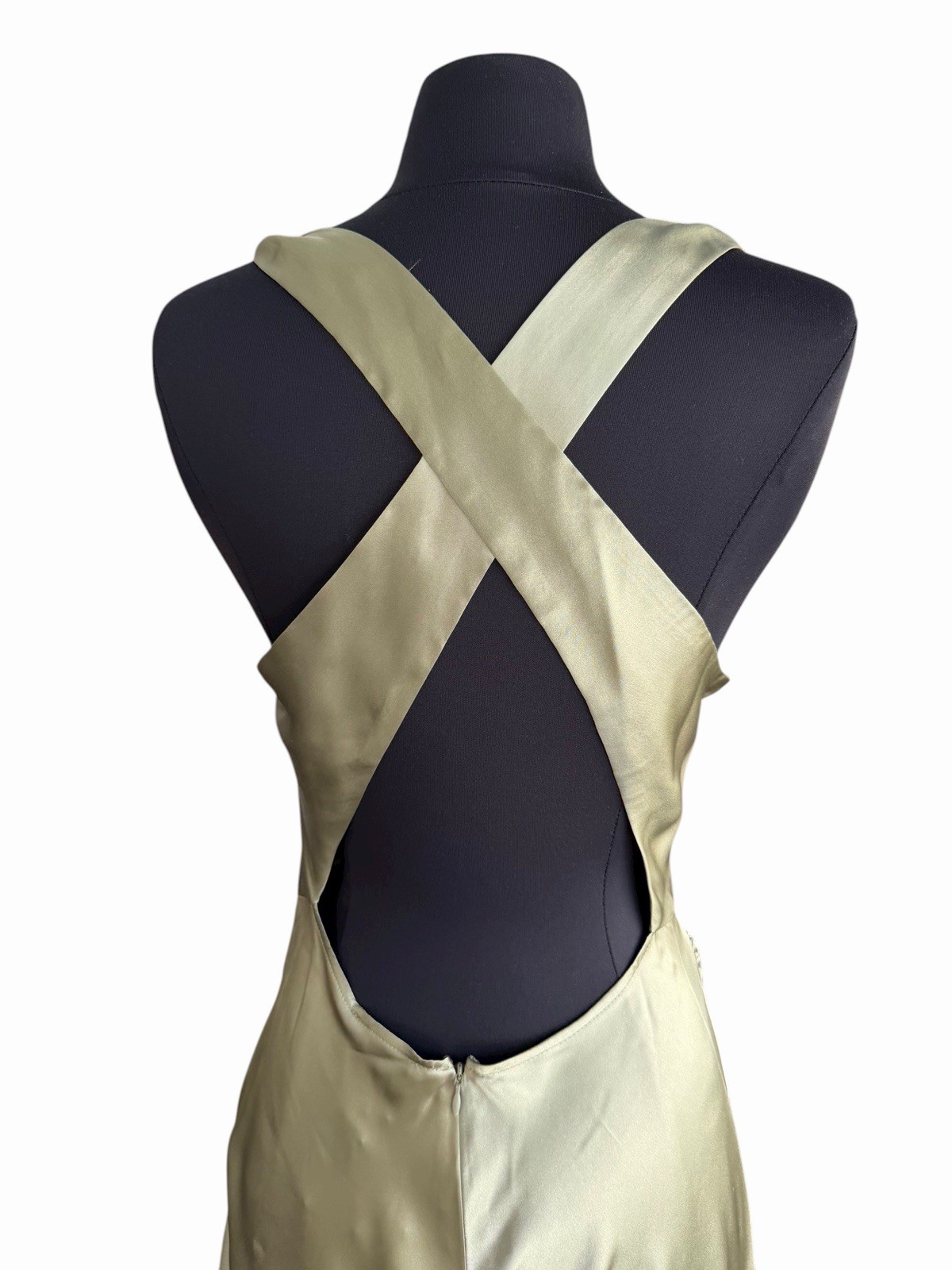 REFORMATION Casette Silk Dress Artichoke Olive Green Midi Womens Size 10 NWT
