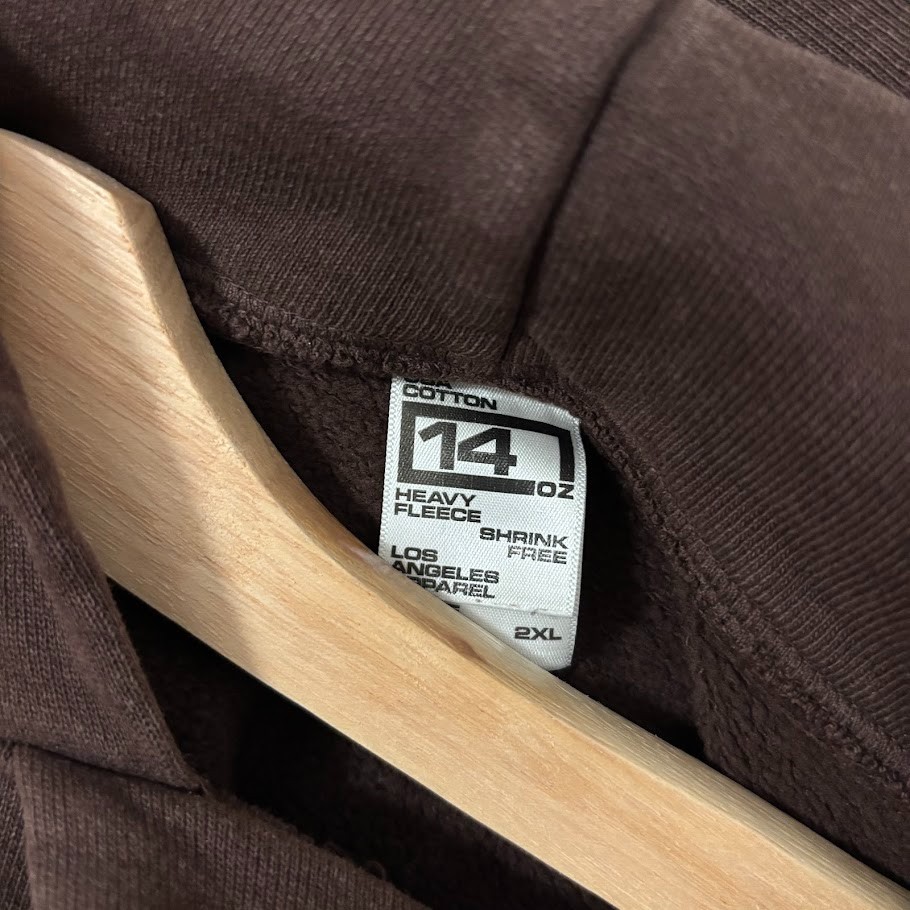 Los Angeles Apparel Heavy Fleece Pullover 14 Oz Brown Hoodie Size 2XL