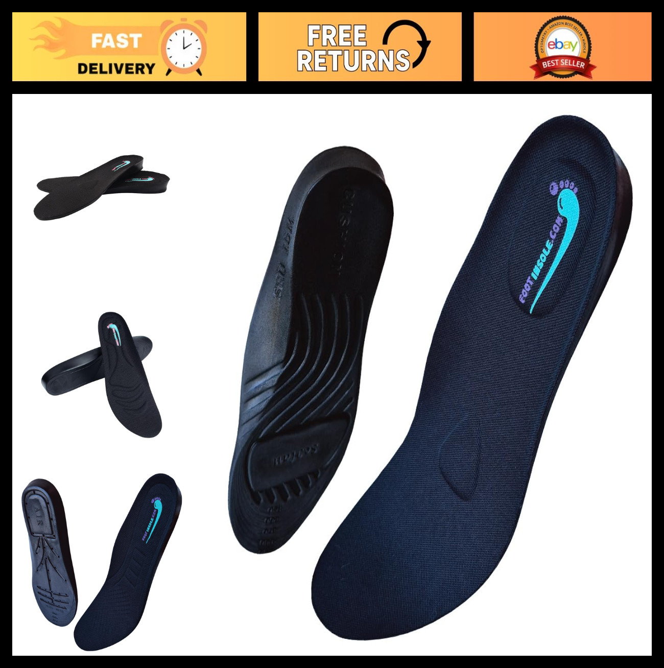 Height Increase Insoles for Men & Women – Comfortable Shoe Lift Inserts for Extr