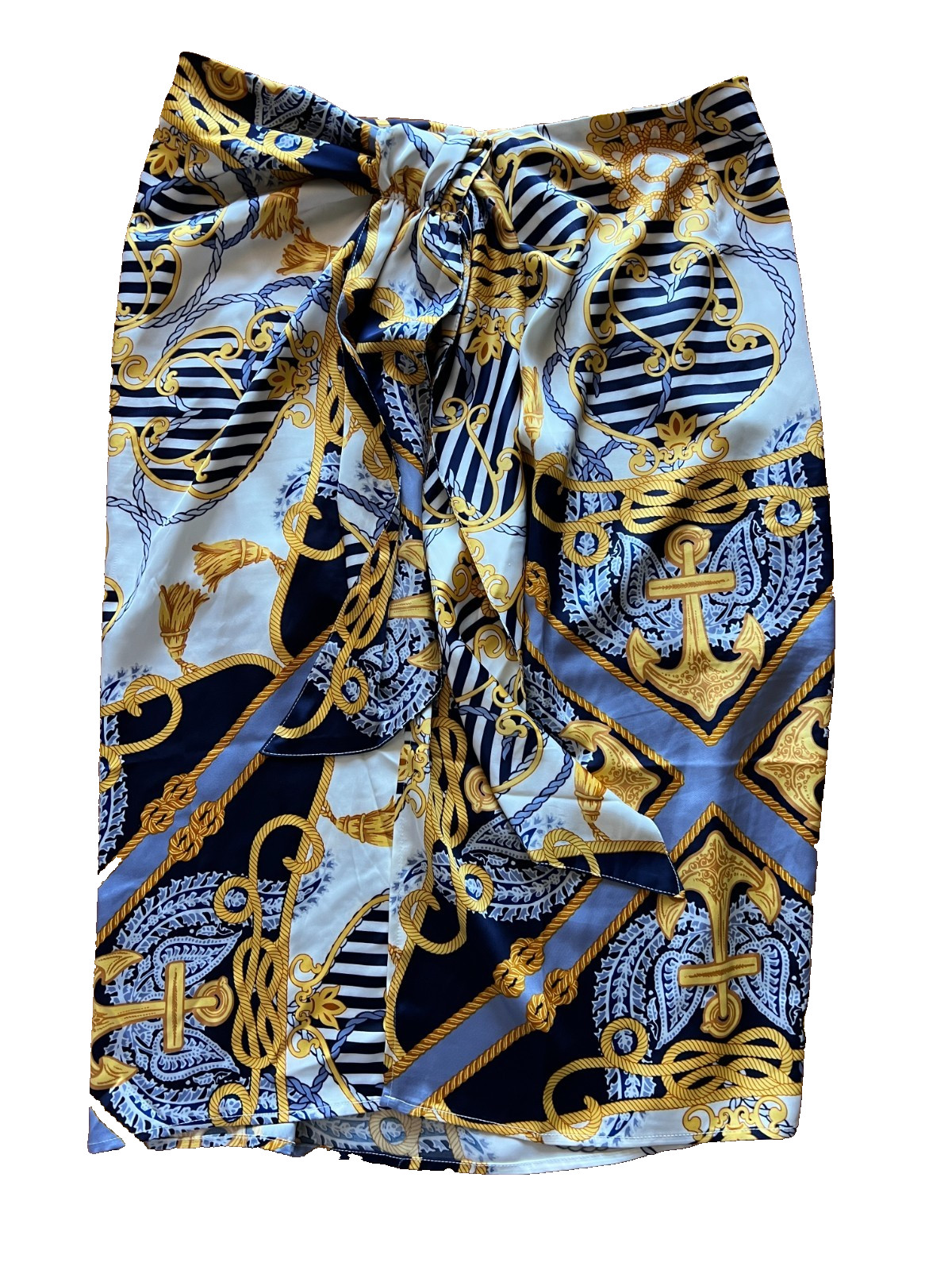 Cache Womens Skirt Nautical Anchor Chain Faux Wrap Yacht Rock Cruise Size L
