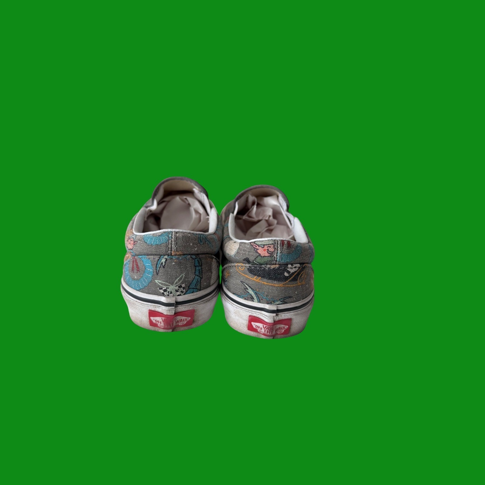 Vans Classic Slip-On Christmas Elves Grey Canvas Shoes Mens 5 Womens 6.5