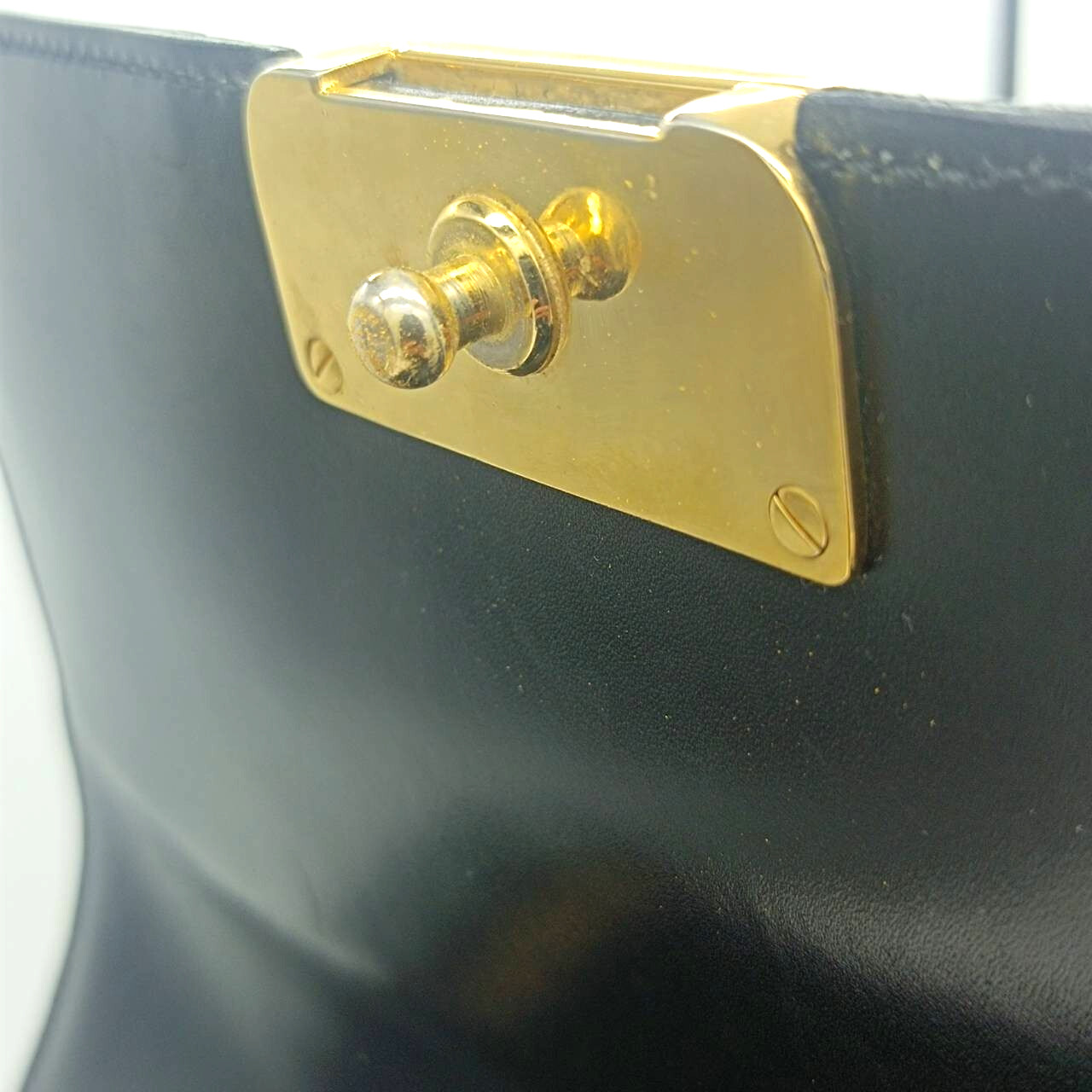 CELINE Leather Shoulder Bag Horse Carriage Gold Metal