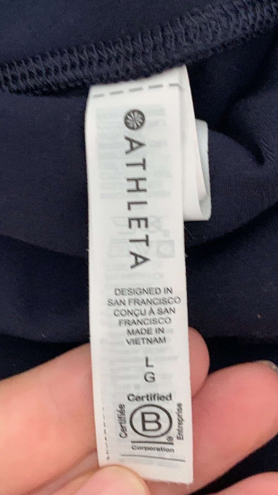 Athleta Elation Pants L Navy Blue Straight Leg High Rise Yoga Activewear Stretch
