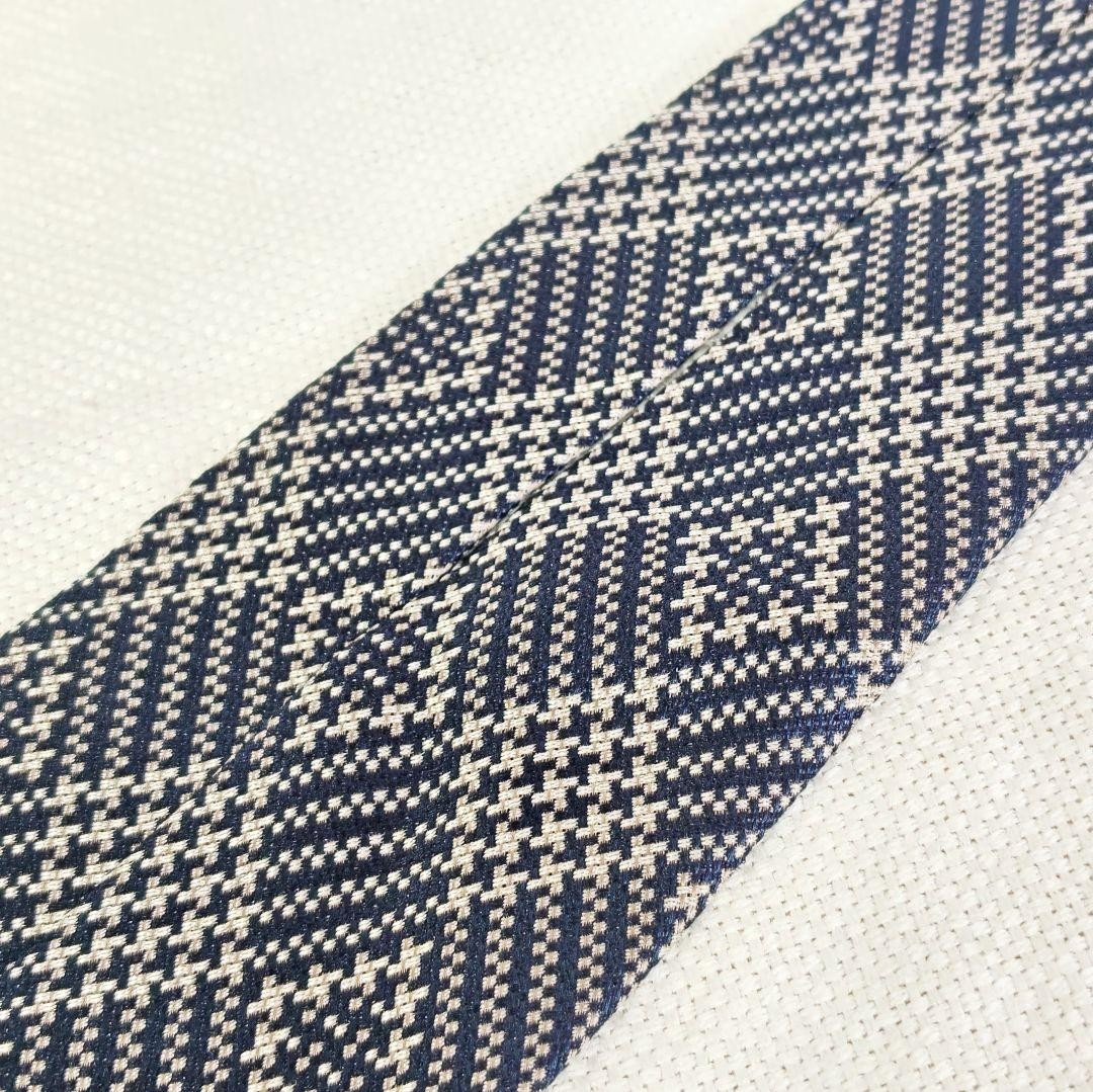 Kiton Sette Pieghe Check Navy Silk Necktie Very Good 8.3cm