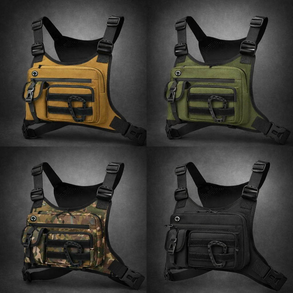 Sport Running Combat Chest Rig Bag Front Pouch Recon Kit Pack Protective Vest