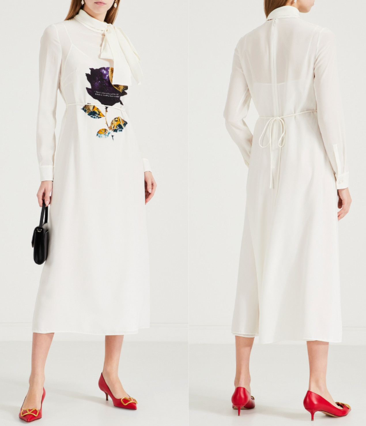 Valentino Garavani Silk Dress Midikleid Midi-Dress Emancipation of Poetry New S
