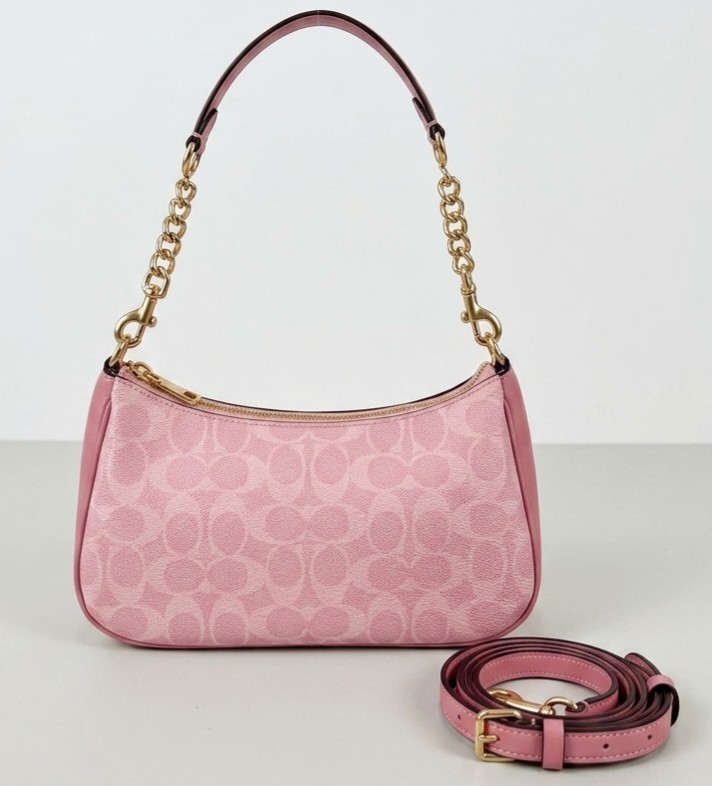 COACH Teri Shoulder Bag In signature canvas/Gold/Powder Pink New CAL51