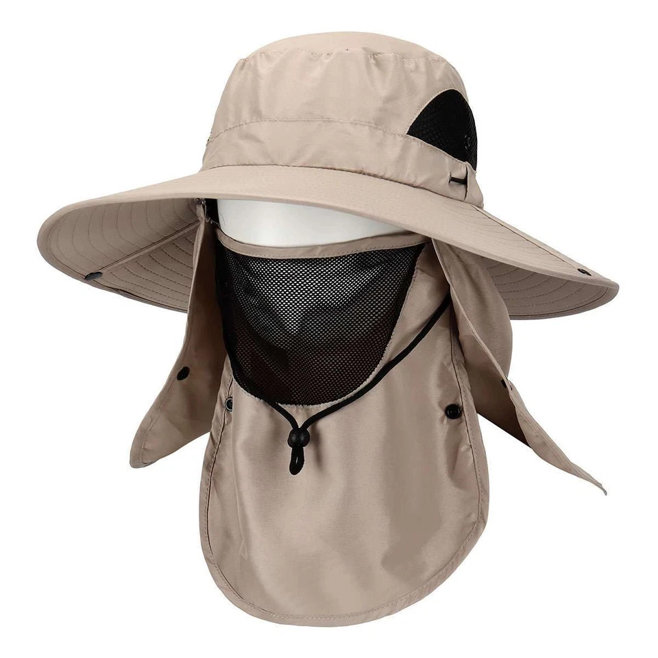 Sun Protection Hat with Face Cover & Neck Flap Unisex Hiking, Climbing, Fishing